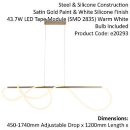 Satin Gold Modern Linear Ceiling Pendant Light - Integrated Led Tape Module - thumbnail 2