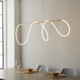 Satin Gold Modern Linear Ceiling Pendant Light - Integrated Led Tape Module - thumbnail 5