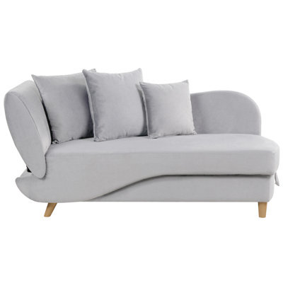 Beliani Left-Hand Chaise Longue Meri Velvet Light Grey With Storage - image 1
