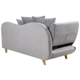 Beliani Left-Hand Chaise Longue Meri Velvet Light Grey With Storage - thumbnail 8