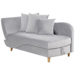 Beliani Left-Hand Chaise Longue Meri Velvet Light Grey With Storage - thumbnail 5