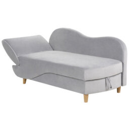 Beliani Left-Hand Chaise Longue Meri Velvet Light Grey With Storage - thumbnail 6