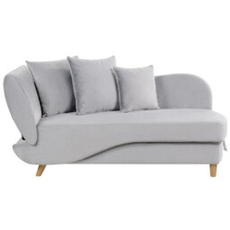 Beliani Left-Hand Chaise Longue Meri Velvet Light Grey With Storage - thumbnail 1