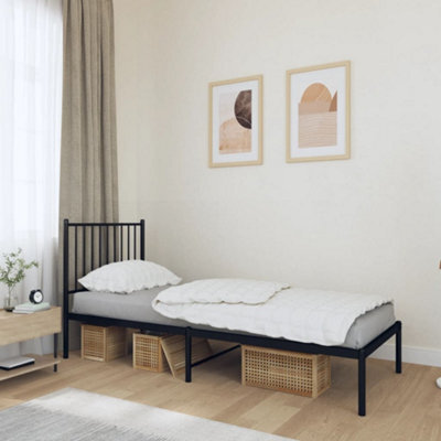 Berkfield Metal Bed Frame With Headboard Black 75X190 Cm 2Ft6 Small Single - image 1