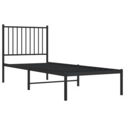 Berkfield Metal Bed Frame With Headboard Black 75X190 Cm 2Ft6 Small Single - thumbnail 4