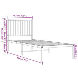 Berkfield Metal Bed Frame With Headboard Black 75X190 Cm 2Ft6 Small Single - thumbnail 9