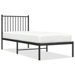 Berkfield Metal Bed Frame With Headboard Black 75X190 Cm 2Ft6 Small Single - thumbnail 2