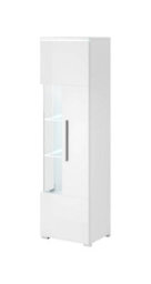 Arte Elegant White India 06 Tall Display Cabinet, Right Door, Glass & Wood Shelves, Optional Led, H1600mm W450mm D350mm