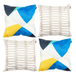 icon Indoor And Outdoor Mark Making Waterproof Filled Cushion 2X Stone And 2X Abstract Blue - thumbnail 1
