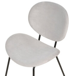 Wyld And Coco Novahome Set Of 2 Dining Chairs Light Grey Velvet With Black Iron Legs - Modern Dining Seating - thumbnail 6