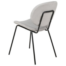 Wyld And Coco Novahome Set Of 2 Dining Chairs Light Grey Velvet With Black Iron Legs - Modern Dining Seating - thumbnail 5