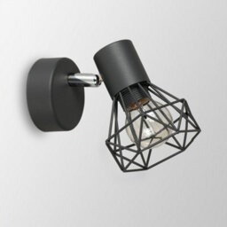 Valuelights Angus Retro Style Metal Basket Cage Wall Light Fitting In Pewter Grey Finish - thumbnail 3