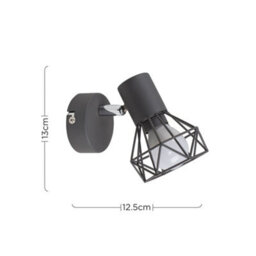 Valuelights Angus Retro Style Metal Basket Cage Wall Light Fitting In Pewter Grey Finish - thumbnail 5