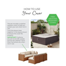 Furniturebox Orlando Brown Rattan Garden Sofa Modular Outdoor Patio Couch Seating, Table & 8 Chairs Garden Corner Sofa Set + Cover - thumbnail 9