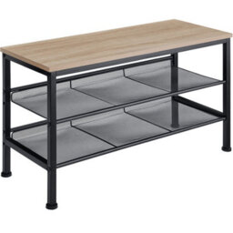 Tectake Shoe Rack Derry - Surface Shelf And 2 Grid Shelves, Industrial Style -  - Industrial Wood Light, Oak Sonoma - thumbnail 1