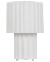 Beliani Bedside Lamp White Linen Drum Shade 40Cm, Ceramic Base, Warm White. - thumbnail 2