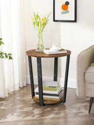 LEDREM Side Table Round Table With Steel Frame Easy Assembly - thumbnail 1