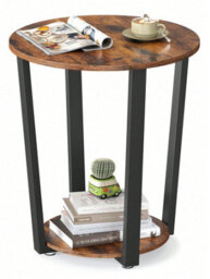 LEDREM Side Table Round Table With Steel Frame Easy Assembly - thumbnail 5