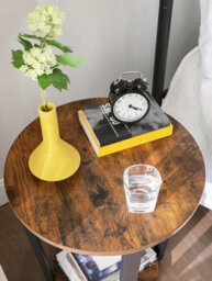 LEDREM Side Table Round Table With Steel Frame Easy Assembly - thumbnail 3
