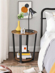 LEDREM Side Table Round Table With Steel Frame Easy Assembly - thumbnail 2