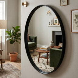 DEENZ Round Black Wall Mirror Aluminium Frame Deep Frame 50Cm - thumbnail 2