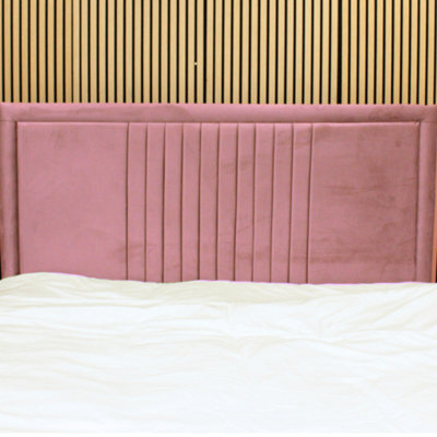 "Urban Textures - Veneto Luxury 26"" High Plush Velvet Fabric Upholstered Line Headboard - Pink" - image 1
