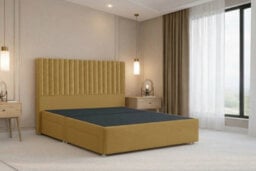 "Nexus Amalfi Plush Divan, Mustard, 54"" Headboard, 4 Drawers, Open Coil Mattress, Small Double" - thumbnail 5
