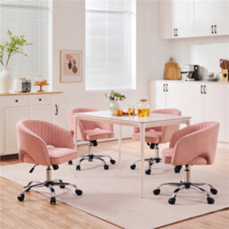 Yaheetech Accent Armchair With Tufted Barrel - Pink / Velvet - thumbnail 1