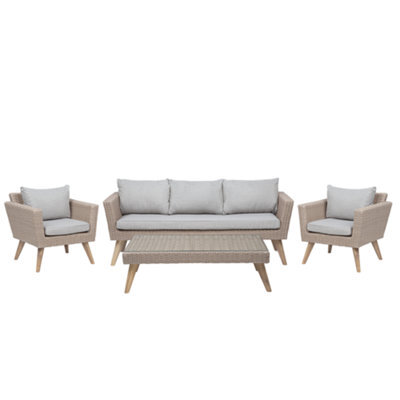 Beliani Garden Lounge Set With Table 5 Seater Vittoria Pe Rattan Grey - image 1