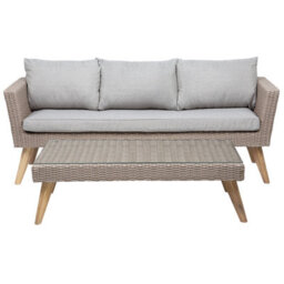 Beliani Garden Lounge Set With Table 5 Seater Vittoria Pe Rattan Grey - thumbnail 4