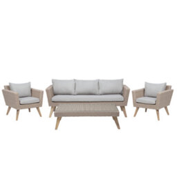Beliani Garden Lounge Set With Table 5 Seater Vittoria Pe Rattan Grey - thumbnail 1