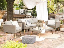 Beliani Garden Lounge Set With Table 5 Seater Vittoria Pe Rattan Grey - thumbnail 2