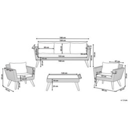 Beliani Garden Lounge Set With Table 5 Seater Vittoria Pe Rattan Grey - thumbnail 3