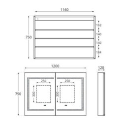 Homestylestore 1200 X 750mm Wall Mounted Cool White Led Mirrored Door Bathroom Cabinet - thumbnail 2