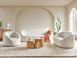 Beliani Living Room Set 6 Seater Malung Velvet Off-White - thumbnail 2