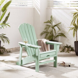 Vonhaus Sage Green Adirondack Chair With Footrest, Reclining Garden Chair, Weather Resistant Hdpe Outdoor Armchair, Westport - thumbnail 8