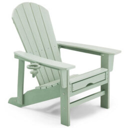 Vonhaus Sage Green Adirondack Chair With Footrest, Reclining Garden Chair, Weather Resistant Hdpe Outdoor Armchair, Westport - thumbnail 2