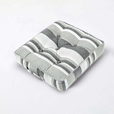 Homescapes Morocco Striped Cotton Floor Cushion Monochrome - image 1