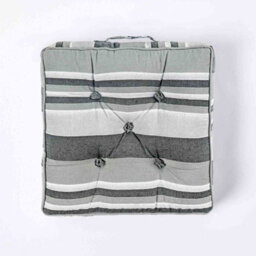 Homescapes Morocco Striped Cotton Floor Cushion Monochrome - thumbnail 3