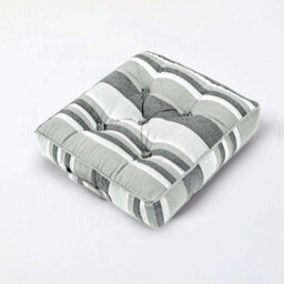 Homescapes Morocco Striped Cotton Floor Cushion Monochrome - thumbnail 1