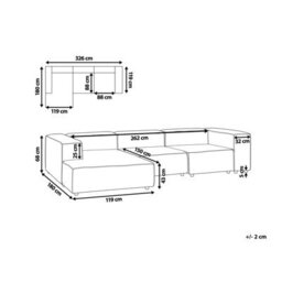 Beliani Modular Corner Sofa 4 Seater Ardal Corduroy Green Right Hand - thumbnail 3