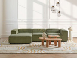 Beliani Modular Corner Sofa 4 Seater Ardal Corduroy Green Right Hand - thumbnail 2