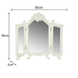 Melody Maison Small Ornate Cream Rose Triple Mirror - 38Cm X 38Cm - thumbnail 5