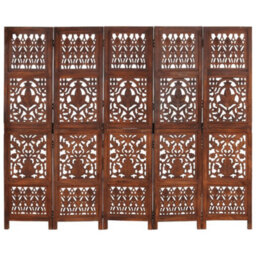 Vidaxl Hand Carved 5-Panel Room Divider Brown 200X165 Cm Solid Mango Wood Room Dividers - thumbnail 6