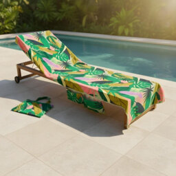 Ohs Palm Print Beach Towel With Bag Quick Dry Absorbent Travel Spa - thumbnail 1