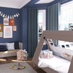 GoodHome Glend Light Blue Plain Woven Blackout & Thermal Eyelet Curtain (W)167Cm (L)183Cm, Pair - thumbnail 2