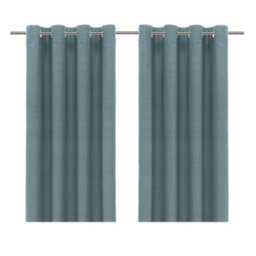GoodHome Glend Light Blue Plain Woven Blackout & Thermal Eyelet Curtain (W)167Cm (L)183Cm, Pair - thumbnail 1