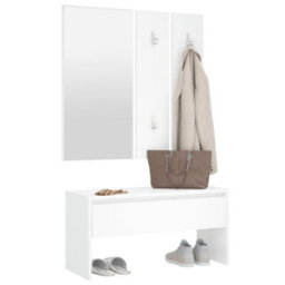 Walplus Hallway Furniture Set White Engineered Wood - thumbnail 4