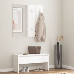 Walplus Hallway Furniture Set White Engineered Wood