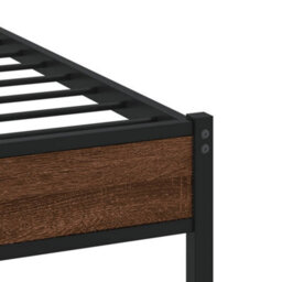 Berkfield Metal Bed Frame Without Mattress Brown Oak 135X190 Cm Double - thumbnail 7